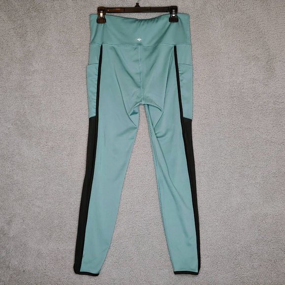 S.O.I. Collection Womens Leggings Pants Green Black Stretch Aerobic L New - Picture 2 of 12